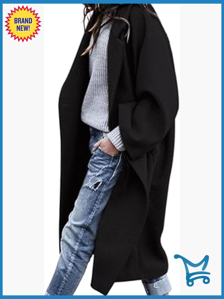 Womens Long Coats 2026 Oversized Notch Lapel Pea Button Jacket Casual